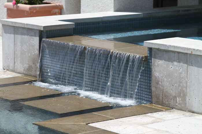 Ractangular Pool With Spillover Spa Waterfall Ractangular Pool With Spillover Spa Waterfall