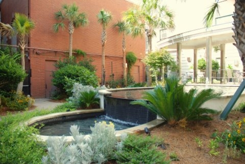 Fountain with waterfall at the Hollings Cancer Center