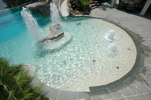 beach entry above ground pool