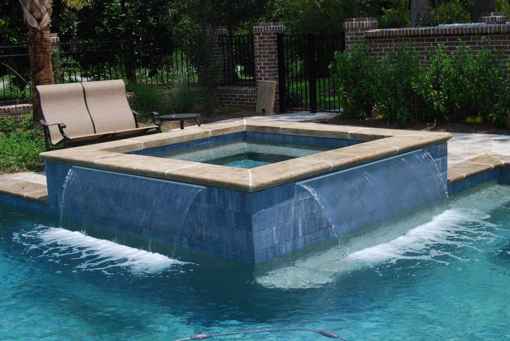 rectangle pool waterfall