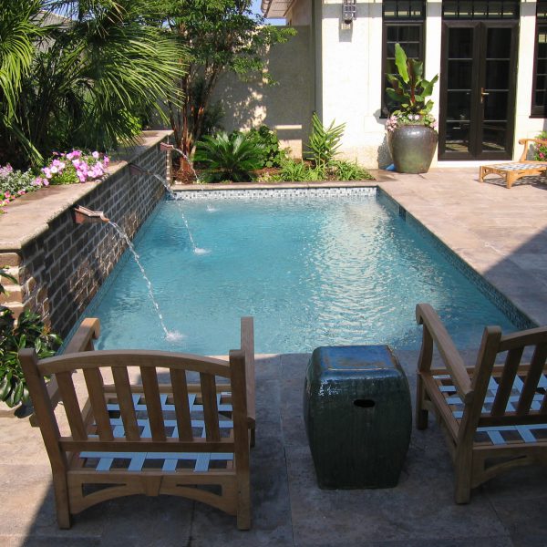 Geometric Plunge Pool with Mini Water Fountains