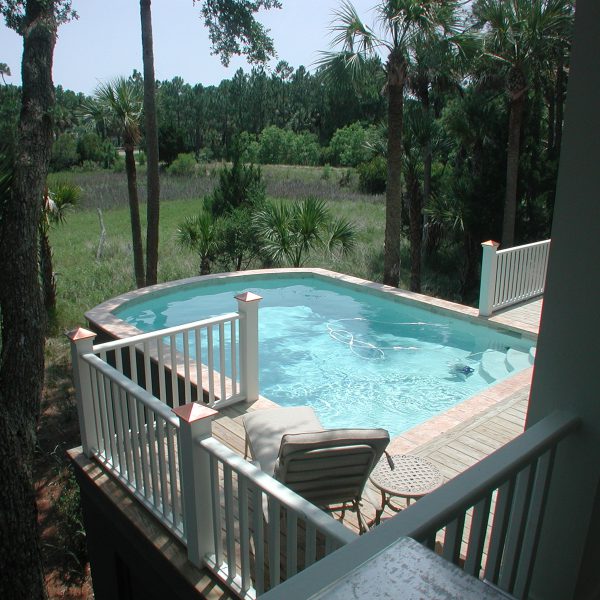 Custom Curved Elevated Pool Deck View