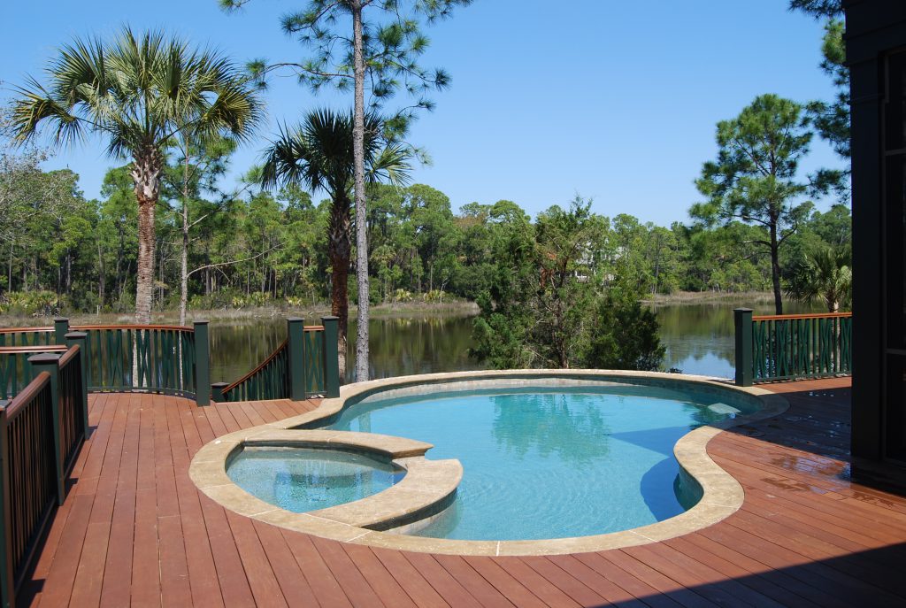 Elevated Pool with Custom Semi-Circle Spa Front View