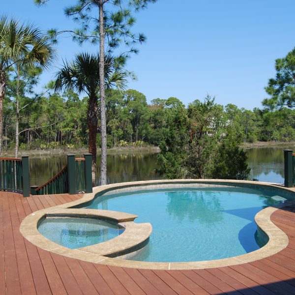 Elevated Pool with Custom Semi-Circle Spa Front View