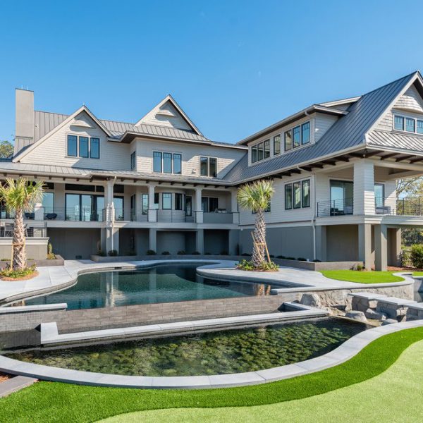 Custom Backyard Infinity Pool with Custom Water Features