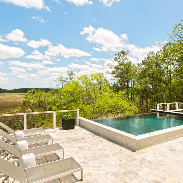 Custom Infinity Pool overlooking Trees in a Field Left View