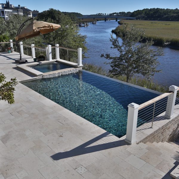 Infinity Pool with Custom Spa Right Side View