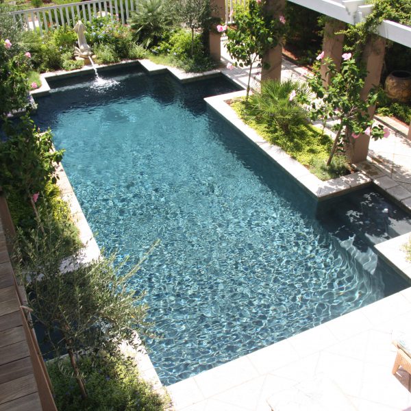 Custom Geometric Pool with Water Feature