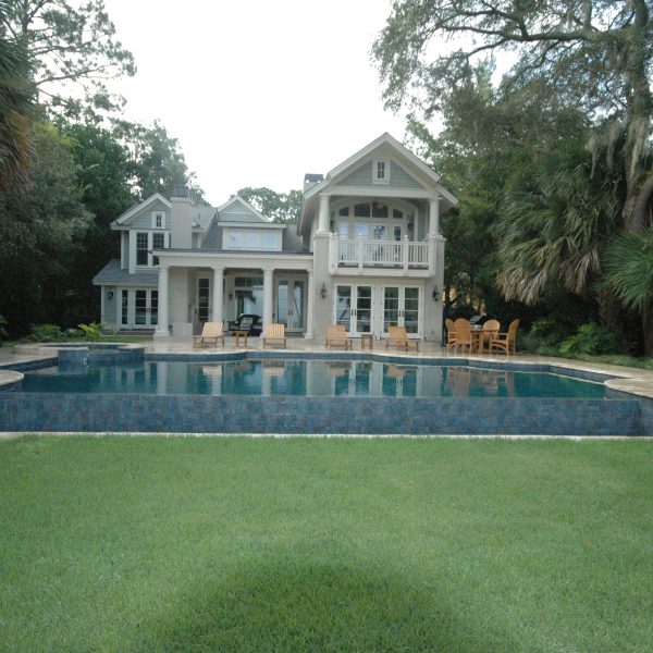 Backyard Infinity Pool with Spa Front View