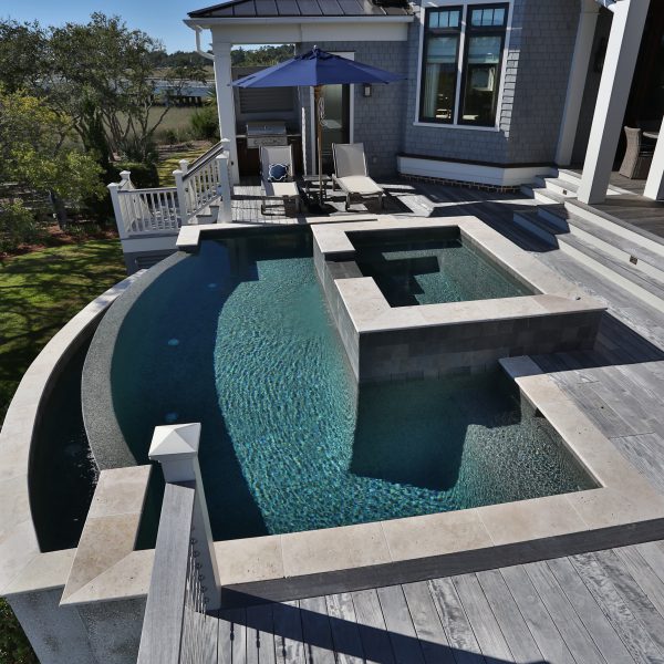 Curved Infinity Pool with Spa