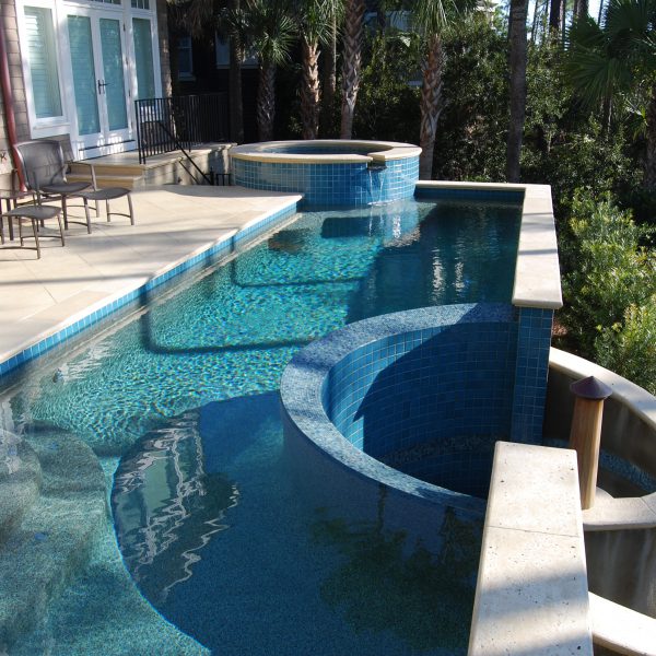 Custom Infinity Pool with Spa and Shower Area