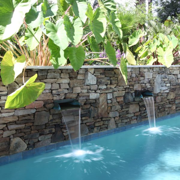 Small Waterfall on pool wall