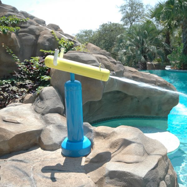 Outdoor pool with water features
