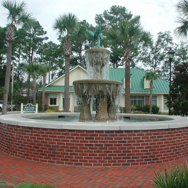 Water feature outside a hotel