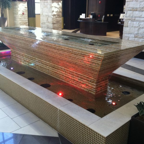 Water feature in a hotel lobby