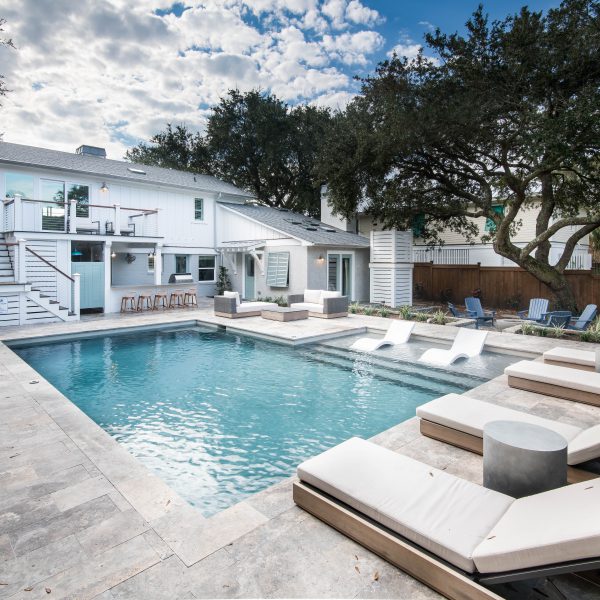 Custom Geometric Pool with Tanning Ledge Front View