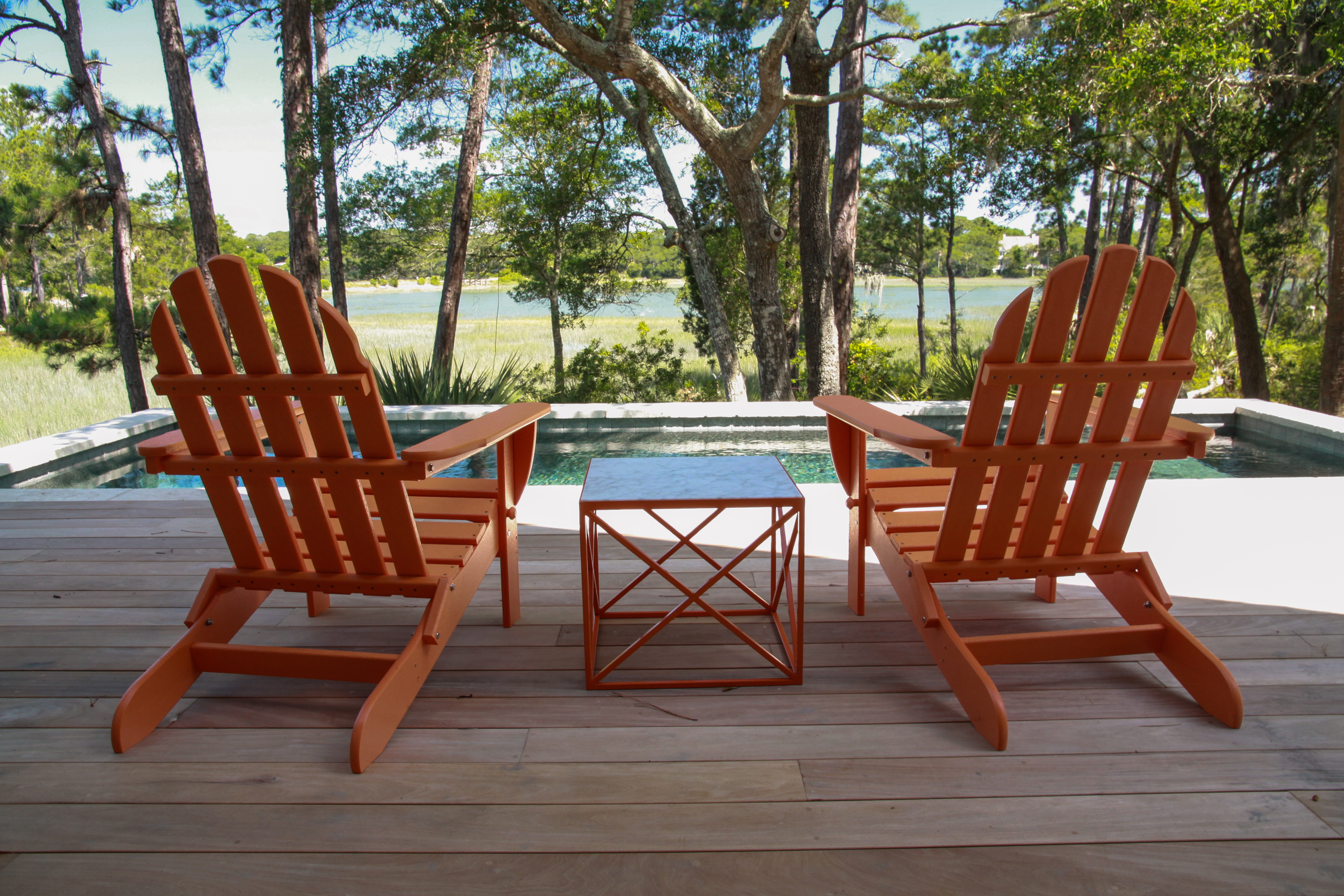 Deck Chairs overlooking an Elevated Pool