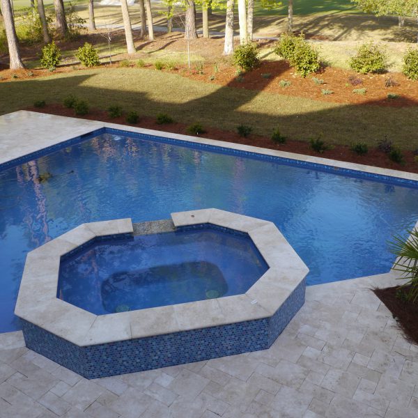 Custom Diamond Shaped Pool with Custom Spa