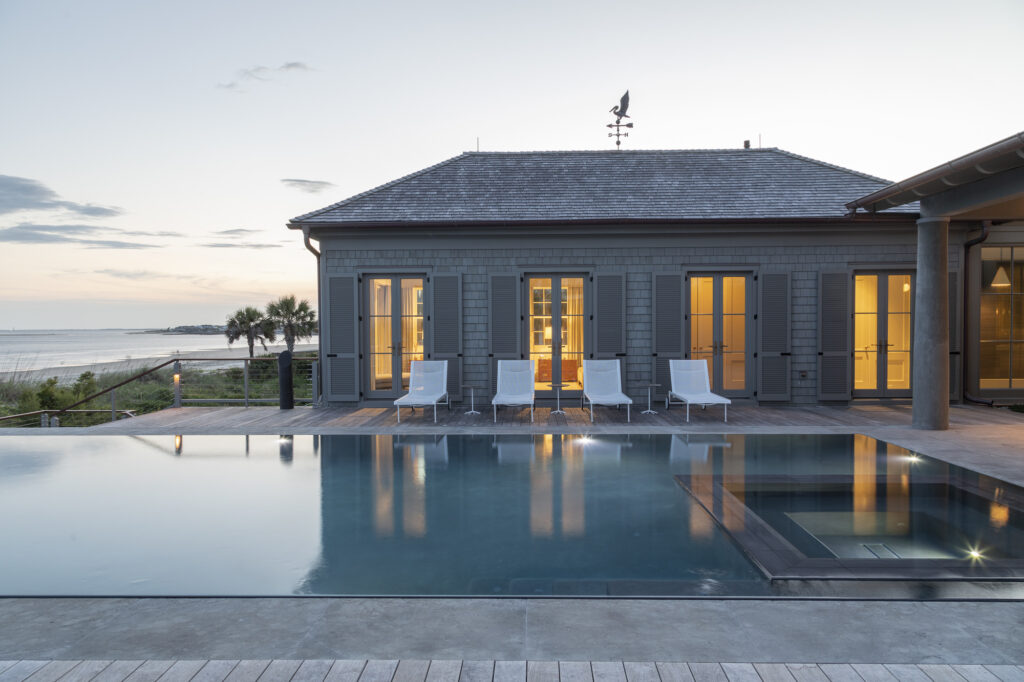 Lautner Edge Pool with Inset Spa overlooking beach and ocean