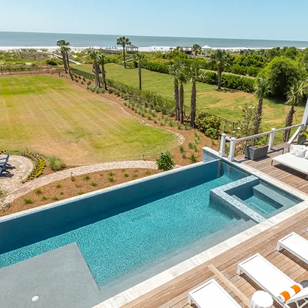 Elevated beachfront pool overlooking dunes and shoreline
